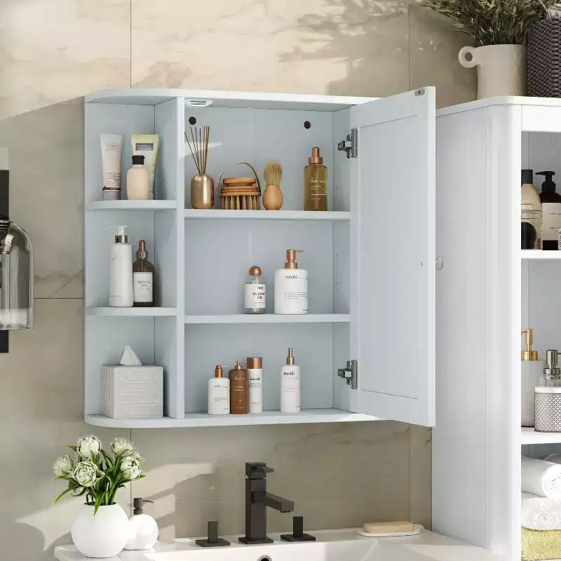 Christopher Knight Home Harrison Armoire de salle de bain murale moderne en bois avec miroir et étagères ouvertes