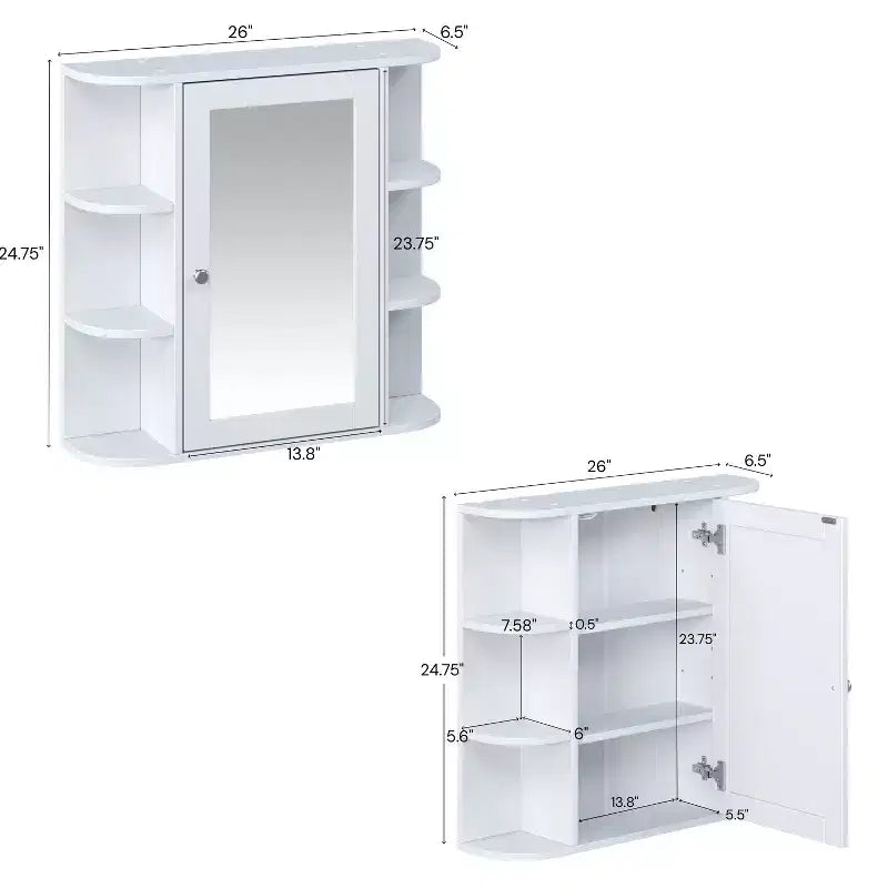 Christopher Knight Home Harrison Armoire de salle de bain murale moderne en bois avec miroir et étagères ouvertes