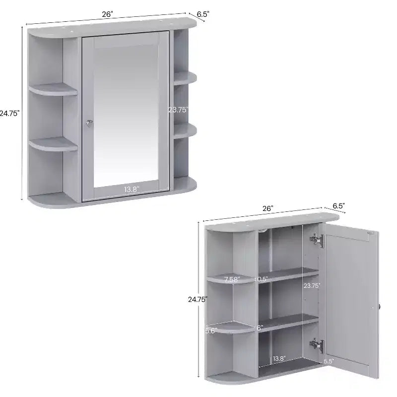 Christopher Knight Home Harrison Armoire de salle de bain murale moderne en bois avec miroir et étagères ouvertes