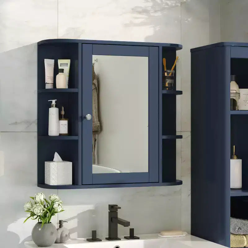 Christopher Knight Home Harrison Armoire de salle de bain murale moderne en bois avec miroir et étagères ouvertes