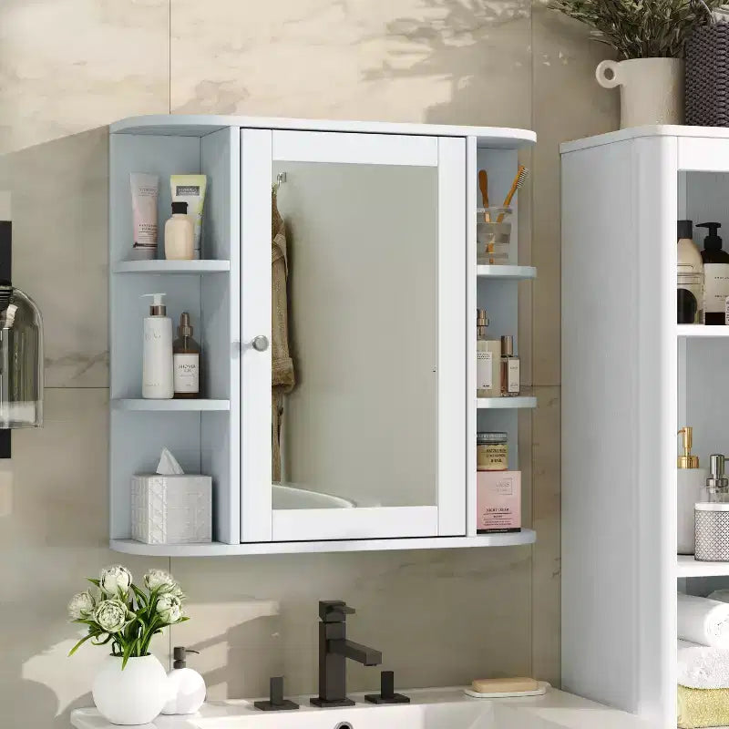 Christopher Knight Home Harrison Armoire de salle de bain murale moderne en bois avec miroir et étagères ouvertes