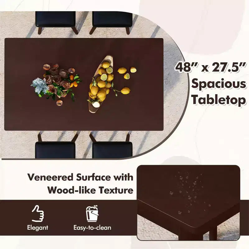 Ensemble de salle à manger 5 pièces Costway pour 4 personnes avec 4 tabourets rembourrés Pieds en bois d'hévéa pour la cuisine