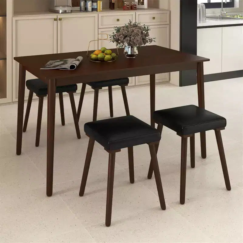 Ensemble de salle à manger 5 pièces Costway pour 4 personnes avec 4 tabourets rembourrés Pieds en bois d'hévéa pour la cuisine