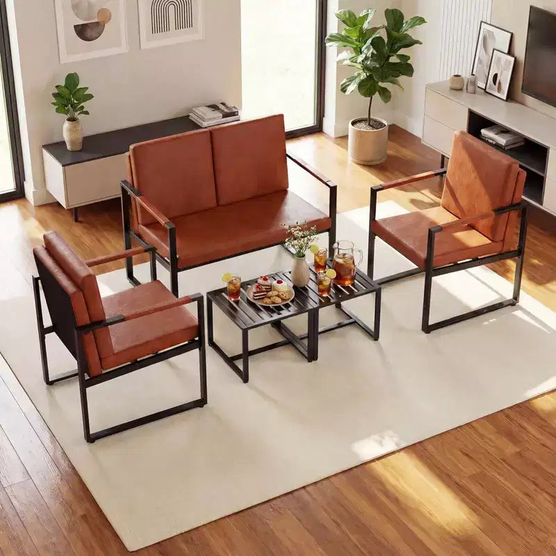 Tables d'appoint carrées Costway, lot de 2 tables basses en métal avec plateau à lattes, noires