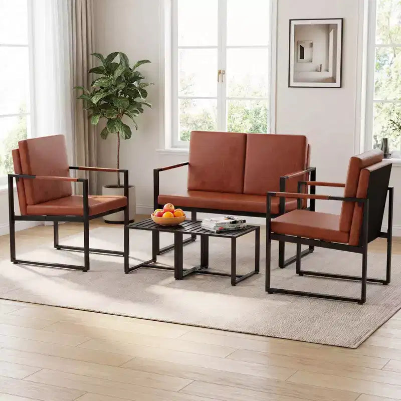 Tables d'appoint carrées Costway, lot de 2 tables basses en métal avec plateau à lattes, noires