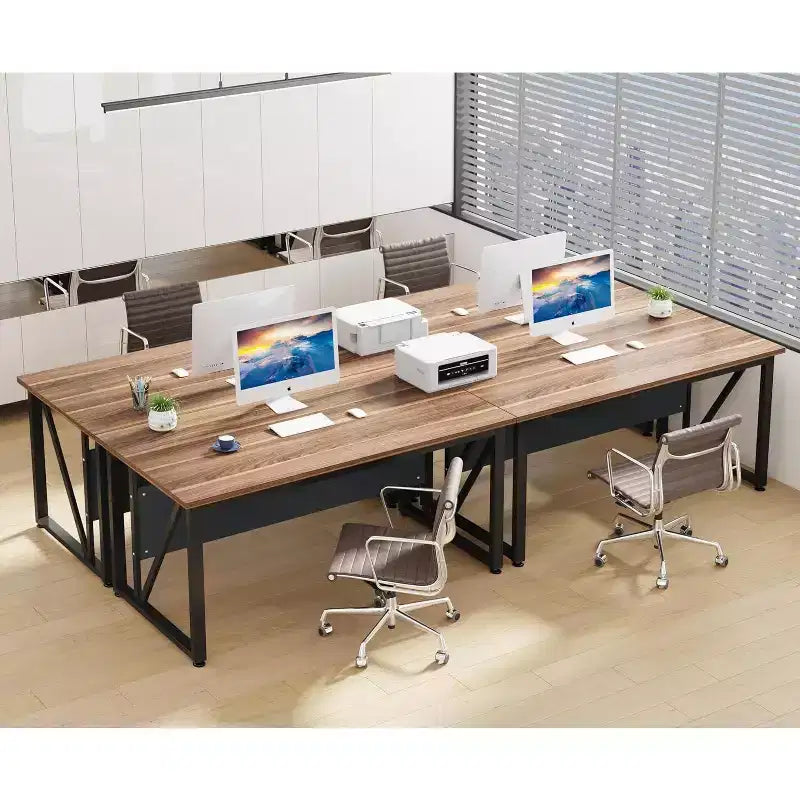 Bureau d'ordinateur Lantine de 63 pouces, table d'écriture moderne pour bureau à domicile, finition noyer foncé, pieds en acier