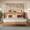 Christopher Knight Home Lennon Mid-Century Modern Bed with Slatted Headboard and Built-in Side Storages