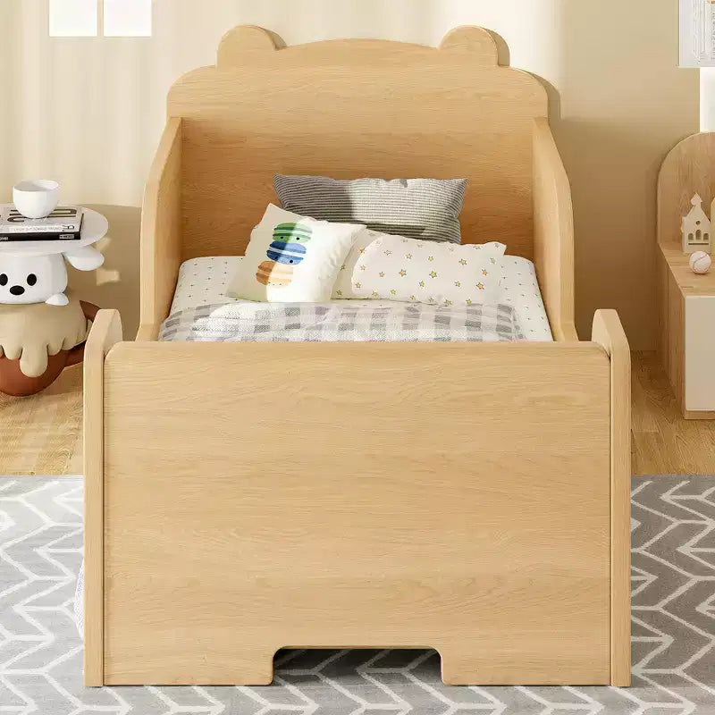 Lit de sol bébé GDFStudio Avery en bois en forme d'ours avec coins arrondis