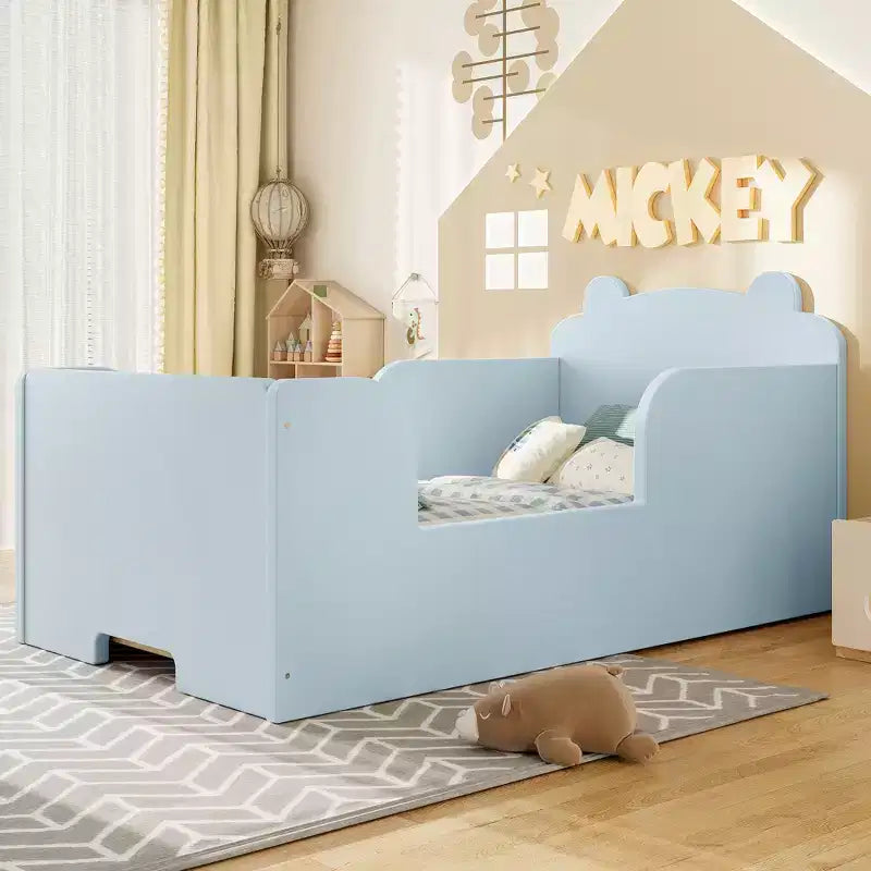 Lit de sol bébé GDFStudio Avery en bois en forme d'ours avec coins arrondis