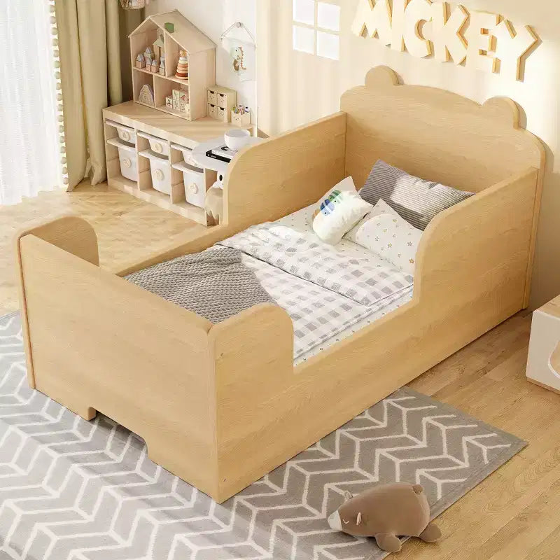Lit de sol bébé GDFStudio Avery en bois en forme d'ours avec coins arrondis