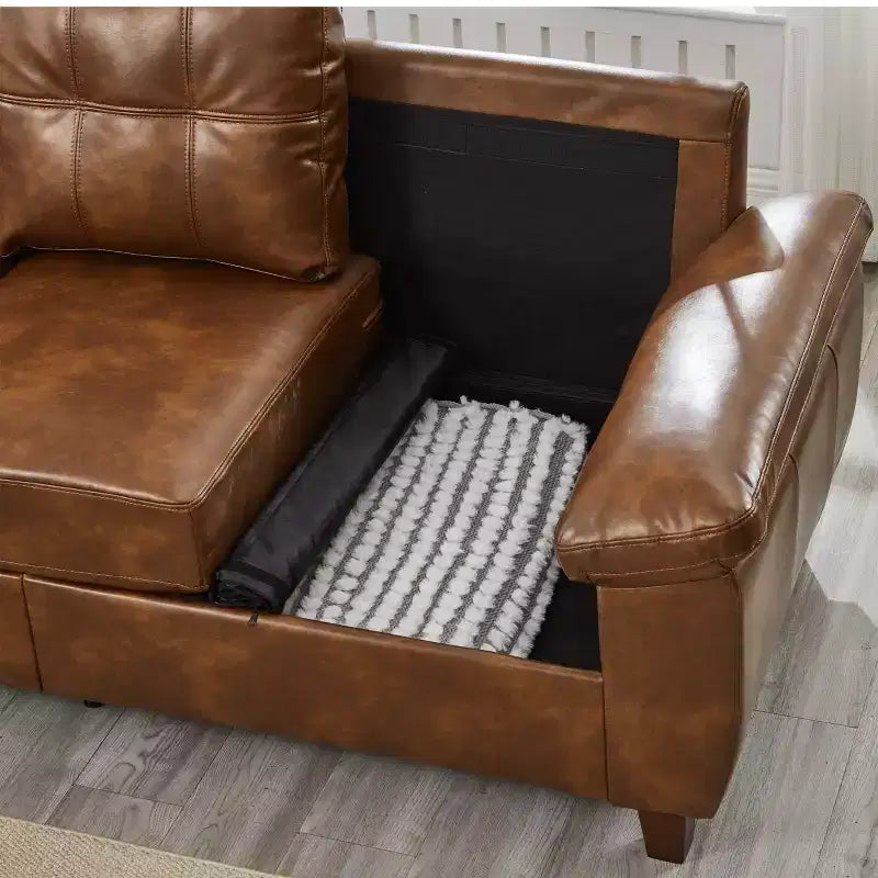 Causeuse capitonnée GDFStudio Lancaster 59 en similicuir avec rangement