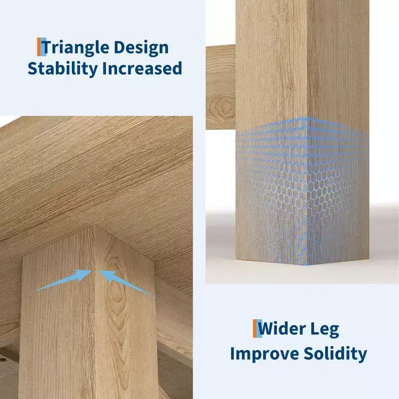 71 Grande Table de Salle à Manger de Ferme pour 6-8 Personnes, Table de Cuisine en Bois Style Grange avec Pieds Triangulaires Robustes, Plateau Épais Uniquement pour Salle à Manger et Bureau