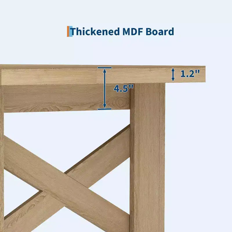71 Grande Table de Salle à Manger de Ferme pour 6-8 Personnes, Table de Cuisine en Bois Style Grange avec Pieds Triangulaires Robustes, Plateau Épais Uniquement pour Salle à Manger et Bureau