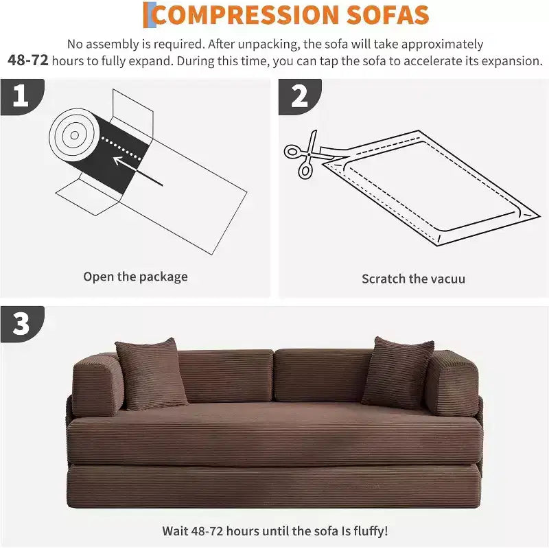Canapé-lit convertible chaise longue, chaise pliante surdimensionnée de 200 cm avec oreiller, tissu micro-rayé pour salon, appartement, dortoir, chambre d'amis
