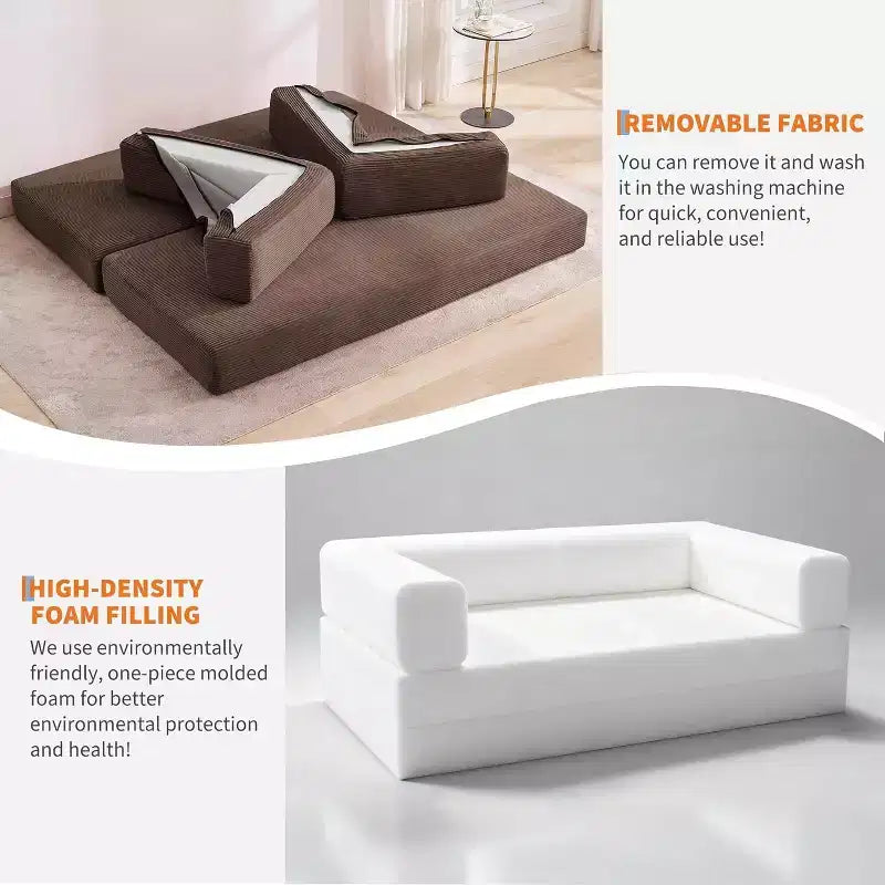 Canapé-lit convertible chaise longue, chaise pliante surdimensionnée de 200 cm avec oreiller, tissu micro-rayé pour salon, appartement, dortoir, chambre d'amis