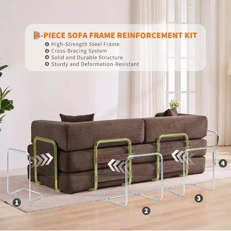 Canapé-lit convertible chaise longue, chaise pliante surdimensionnée de 200 cm avec oreiller, tissu micro-rayé pour salon, appartement, dortoir, chambre d'amis