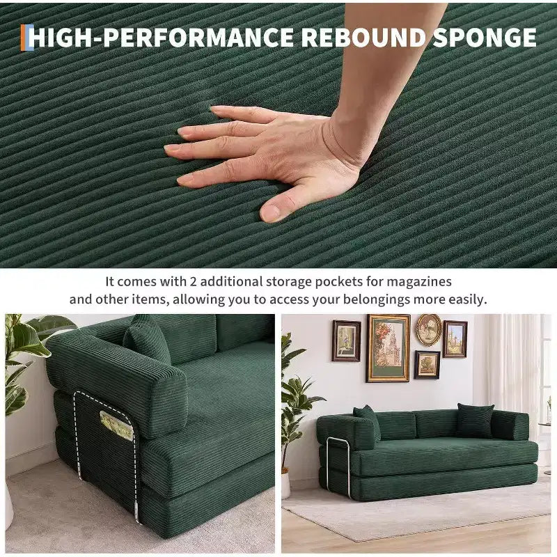 Canapé-lit convertible chaise longue, chaise pliante surdimensionnée de 200 cm avec oreiller, tissu micro-rayé pour salon, appartement, dortoir, chambre d'amis