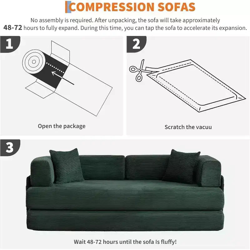 Canapé-lit convertible chaise longue, chaise pliante surdimensionnée de 200 cm avec oreiller, tissu micro-rayé pour salon, appartement, dortoir, chambre d'amis