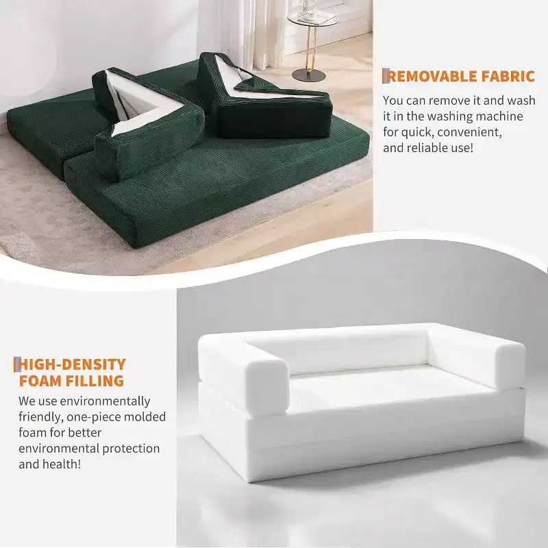 Canapé-lit convertible chaise longue, chaise pliante surdimensionnée de 200 cm avec oreiller, tissu micro-rayé pour salon, appartement, dortoir, chambre d'amis