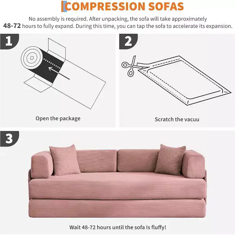 Canapé-lit convertible chaise longue, chaise pliante surdimensionnée de 200 cm avec oreiller, tissu micro-rayé pour salon, appartement, dortoir, chambre d'amis
