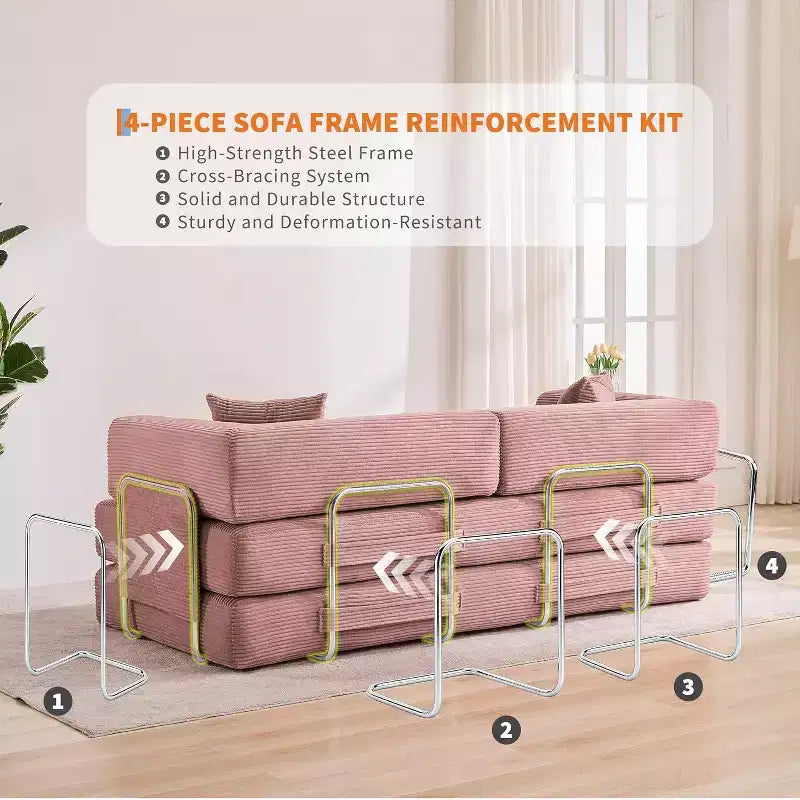Canapé-lit convertible chaise longue, chaise pliante surdimensionnée de 200 cm avec oreiller, tissu micro-rayé pour salon, appartement, dortoir, chambre d'amis