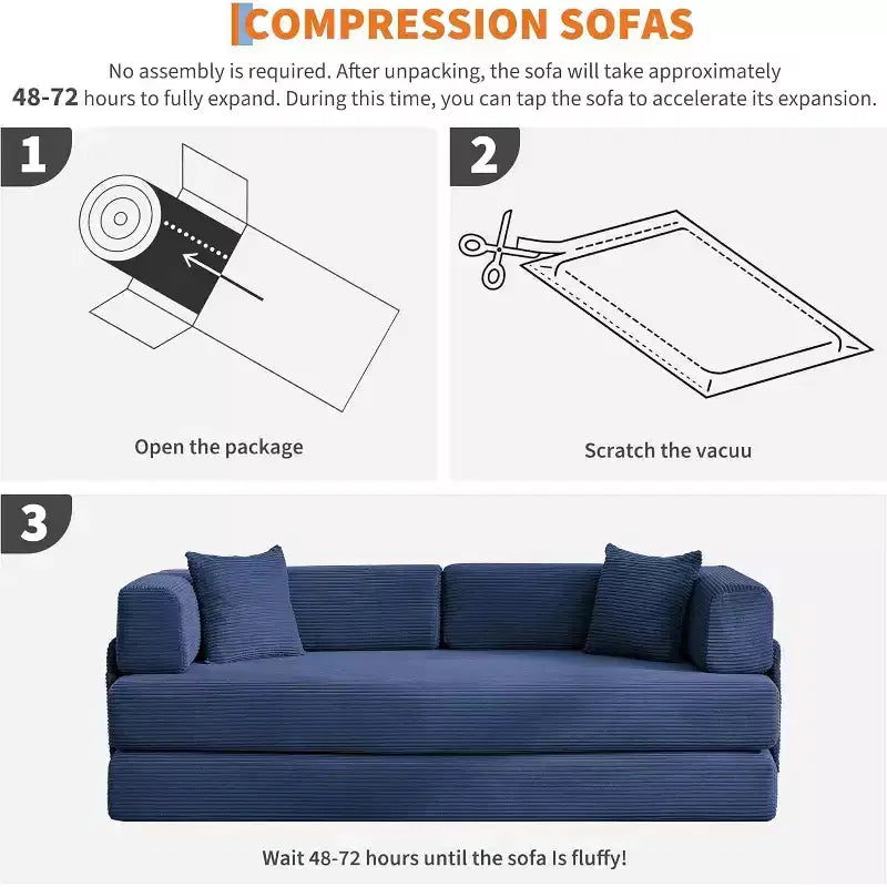 Canapé-lit convertible chaise longue, chaise pliante surdimensionnée de 200 cm avec oreiller, tissu micro-rayé pour salon, appartement, dortoir, chambre d'amis