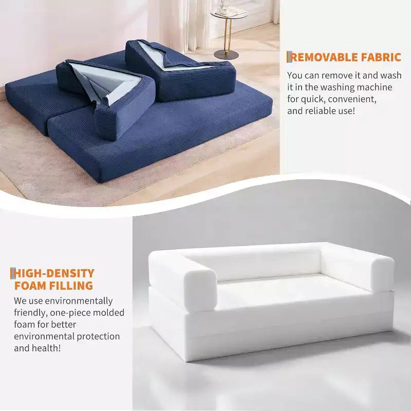 Canapé-lit convertible chaise longue, chaise pliante surdimensionnée de 200 cm avec oreiller, tissu micro-rayé pour salon, appartement, dortoir, chambre d'amis