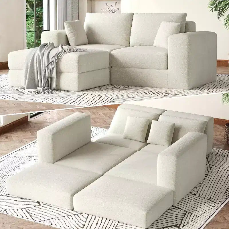 Canapé convertible modulaire de 203 cm, sans assemblage, en tissu moelleux, pour la maison, le salon