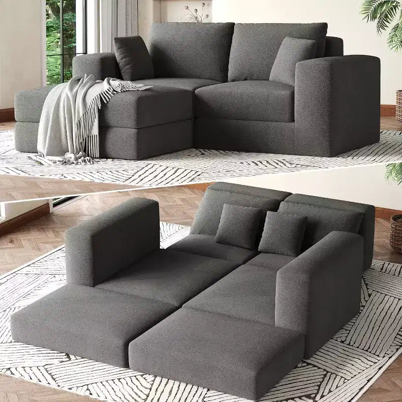 Canapé convertible modulaire de 203 cm, sans assemblage, en tissu moelleux, pour la maison, le salon