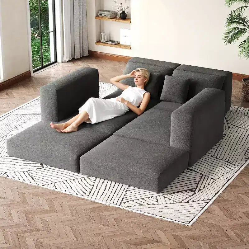 80 Modular Sectional Loveseat Sofa Bed, No-Assembly Boneless Cloud Couch, for Home, Living Room