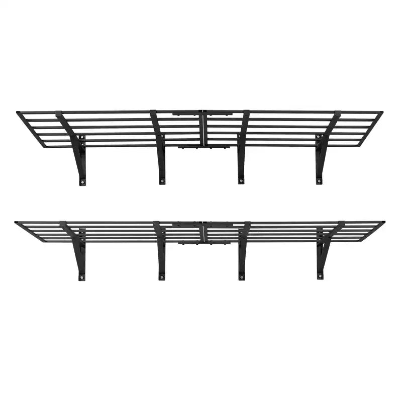 VEVOR 2-Tier Heavy Duty Wall Garage Shelving, 4 Pack 2 x 3 ft Steel Wall Mounted Shelving Unit, 24 x 72 Inch Per,1600 lbs Total Weight Capacity,Black