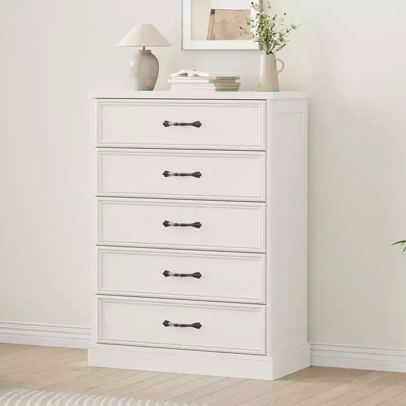 Acekool Mid Century Dresser, 5 Drawer Storage Cabinet with Metal Handles, Wooden Organizer Chest for Bedroom Living Room