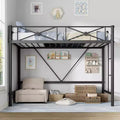 Twin Size Metal Loft Bed Frame, Heavy Duty Steel Loftbed with Safety Guardrails, Space-Saving Design for Kids Bedroom, Dorm or School Room
