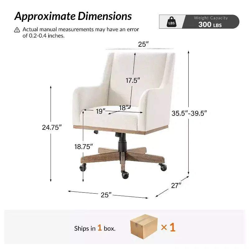 Chaise de bureau Merry avec hauteur réglable et accoudoirs incurvés|HULALA HOME