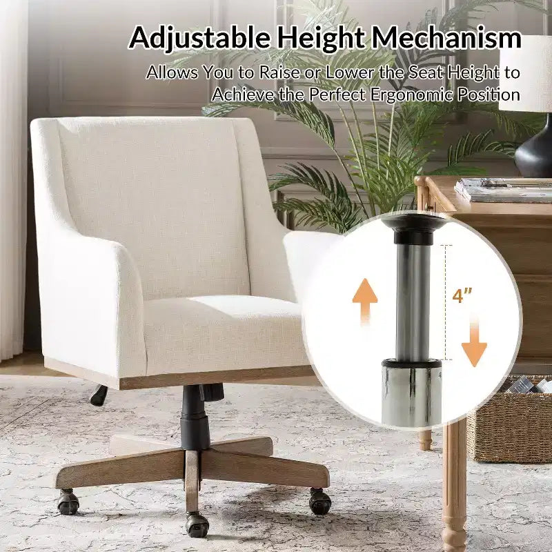 Chaise de bureau Merry avec hauteur réglable et accoudoirs incurvés|HULALA HOME