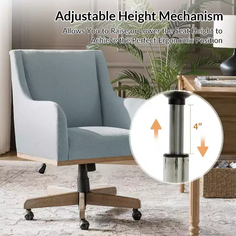 Chaise de bureau Merry avec hauteur réglable et accoudoirs incurvés|HULALA HOME