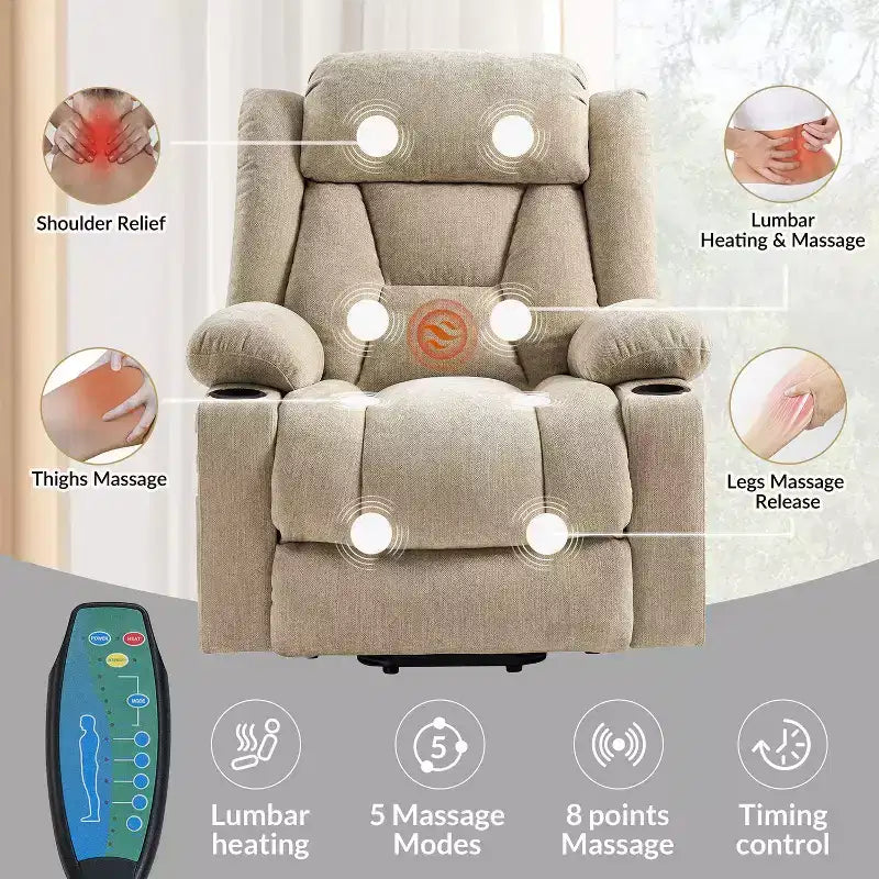 Fauteuil inclinable Rex Power Lift Assist|Hulala Home-BEIGE