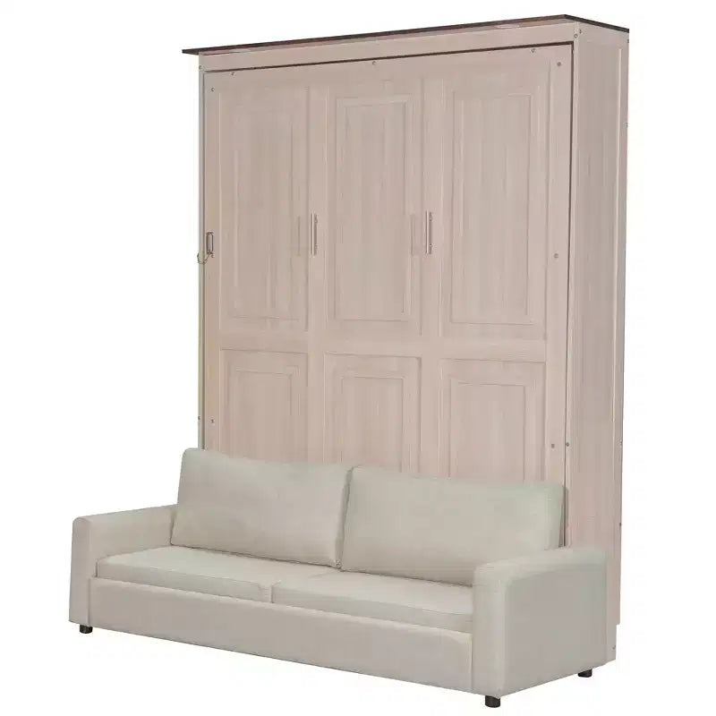 Lit escamotable Polibi Queen avec canapé en lin et lumières LED