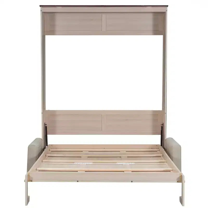 Lit escamotable Polibi Queen avec canapé en lin et lumières LED