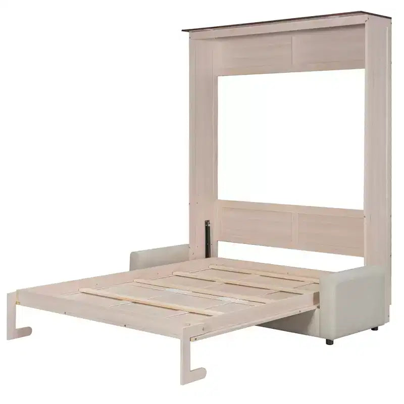 Lit escamotable Polibi Queen avec canapé en lin et lumières LED