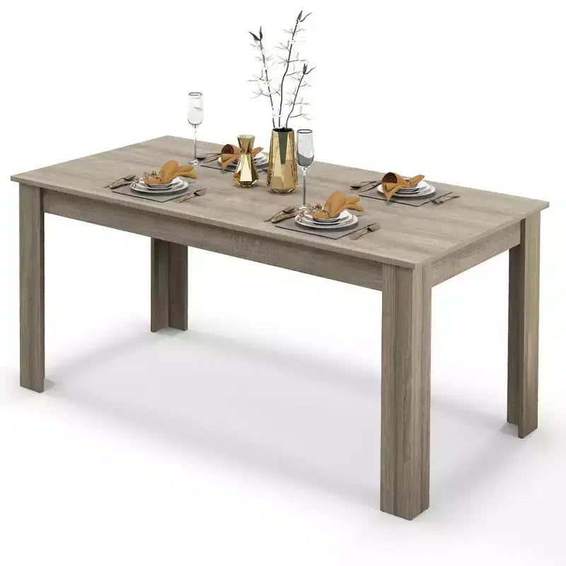 Costway 63 Dining Table Rectangular Modern Kitchen Table For 6 People Home Furniture