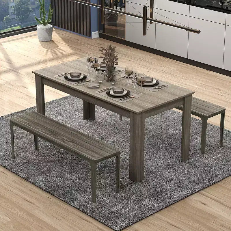 Costway Table à manger rectangulaire 63" moderne pour 6 personnes Meuble de cuisine
