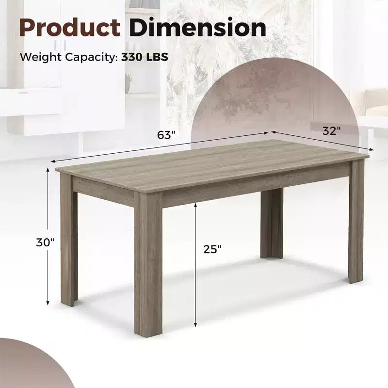 Costway Table à manger rectangulaire 63" moderne pour 6 personnes Meuble de cuisine