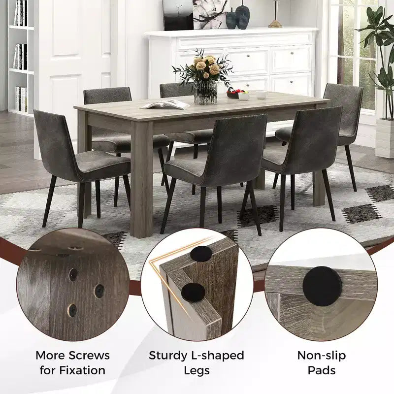 Costway Table à manger rectangulaire 63" moderne pour 6 personnes Meuble de cuisine