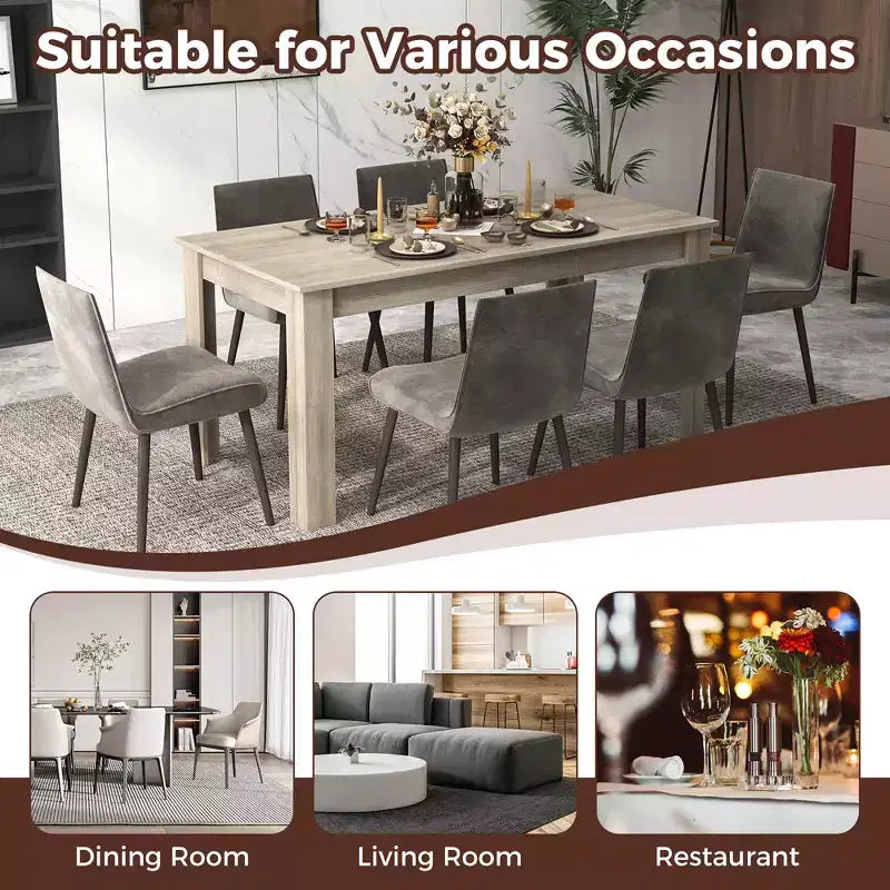 Costway Table à manger rectangulaire 63" moderne pour 6 personnes Meuble de cuisine