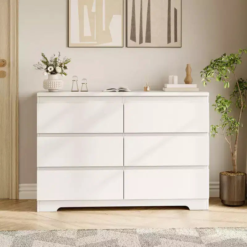 Commode à 6 tiroirs, commodes à 6 tiroirs pour le rangement des vêtements dans la chambre, commode double en bois
