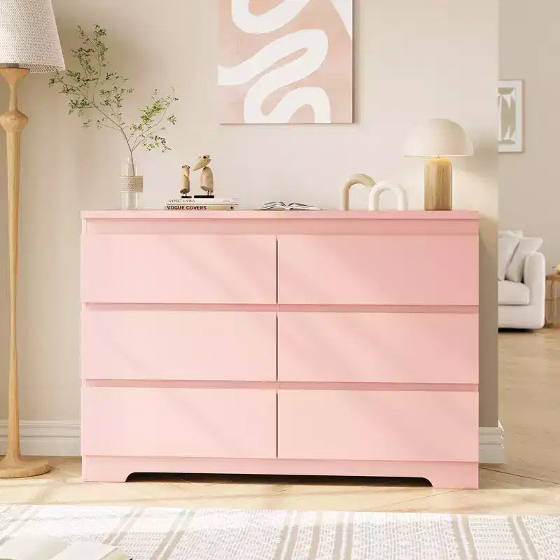 Commode à 6 tiroirs, commodes à 6 tiroirs pour le rangement des vêtements dans la chambre, commode double en bois
