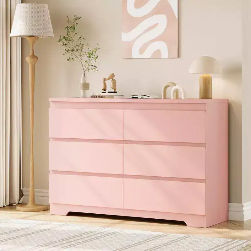 Commode à 6 tiroirs, commodes à 6 tiroirs pour le rangement des vêtements dans la chambre, commode double en bois