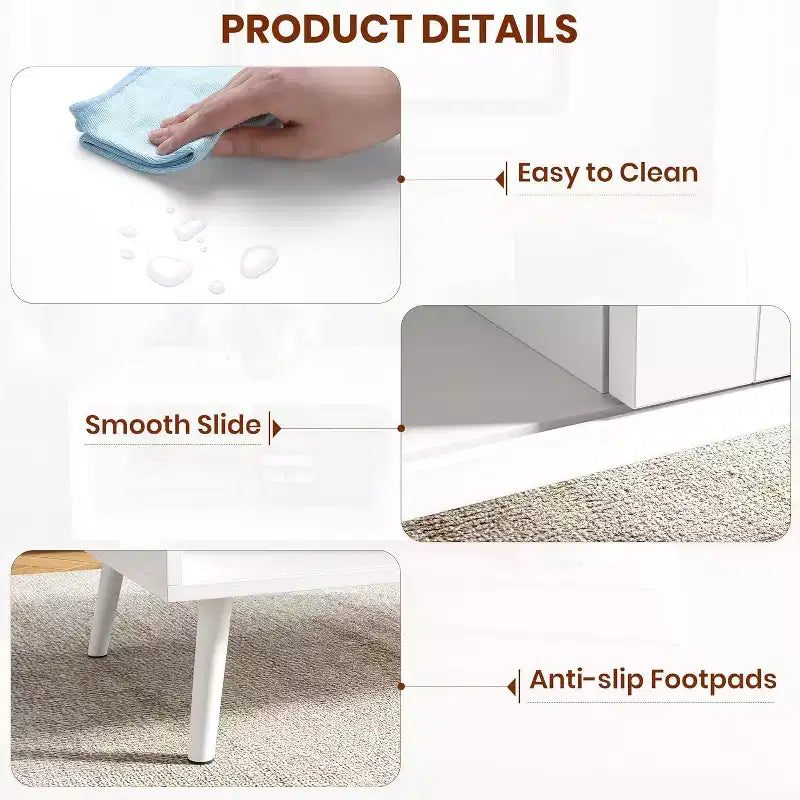 Table basse Bohème en rotin, 39,4 po, table basse moderne avec porte coulissante et étagère ouverte, table de salon en bois avec patins antidérapants