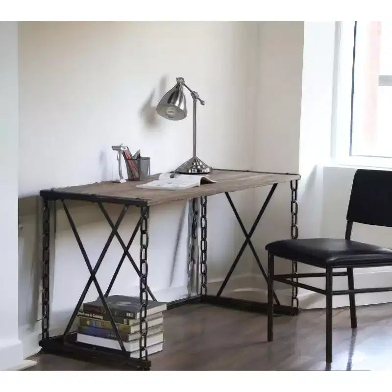 HomeRoots Bureau d'ordinateur 48 po marron et noir